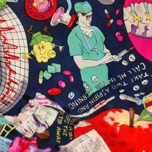 Vtg Nicole Miller Hand Rolled Silk Scarf Preventive Medicine Novelty Print 42x42